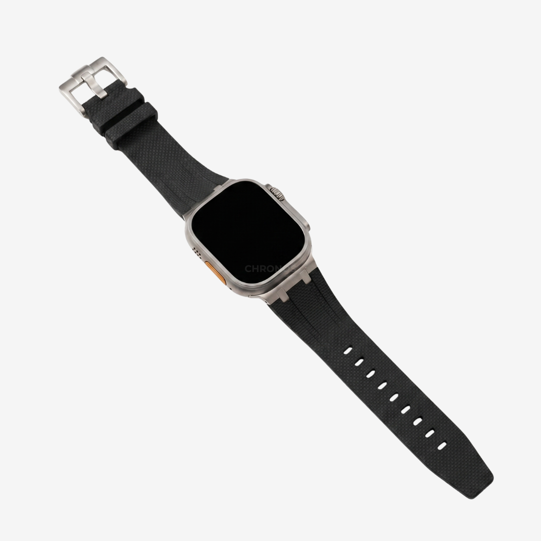 AP-Style Integrated FKM Rubber Band - Black Silver / 46mm/45mm/44mm - Watch Band