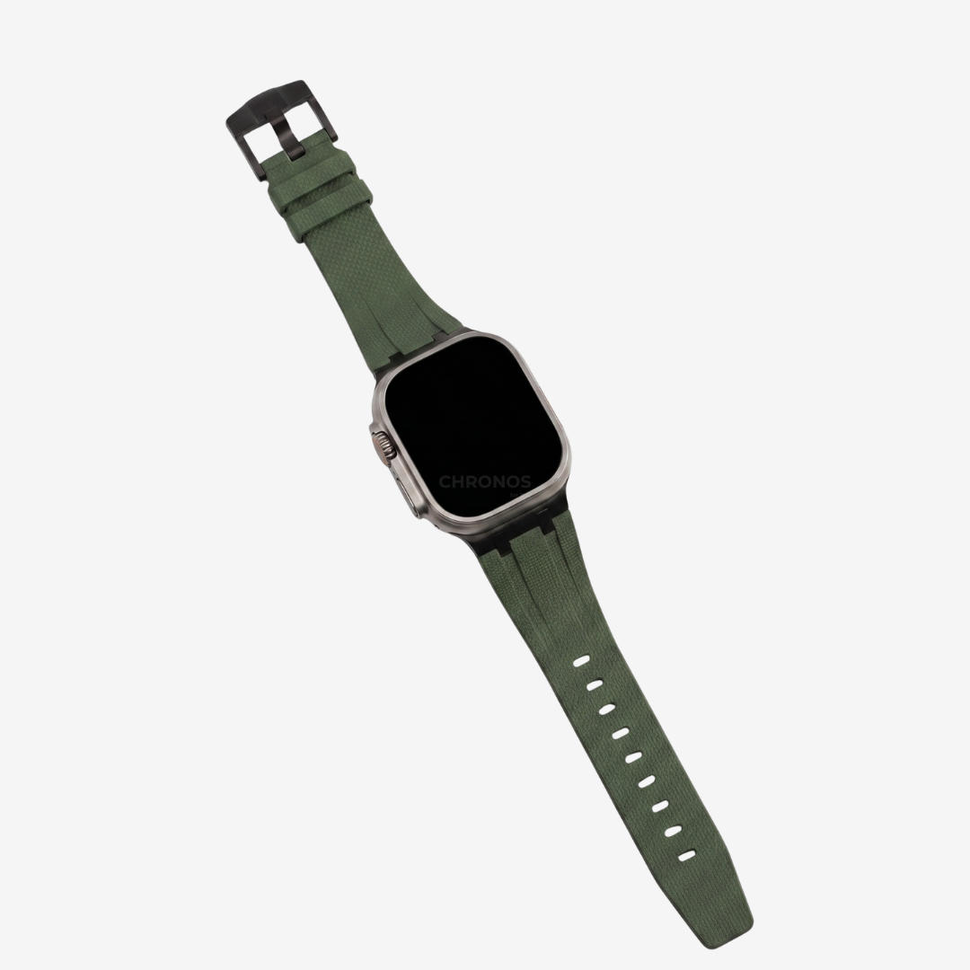AP-Style Integrated FKM Rubber Band - Green Black / 46mm/45mm/44mm - Watch Band