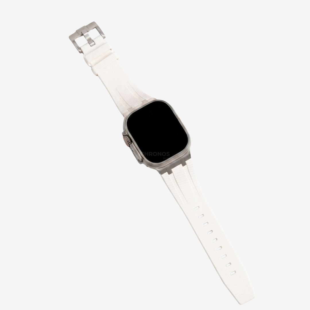AP-Style Integrated FKM Rubber Band - White Silver / 46mm/45mm/44mm - Watch Band