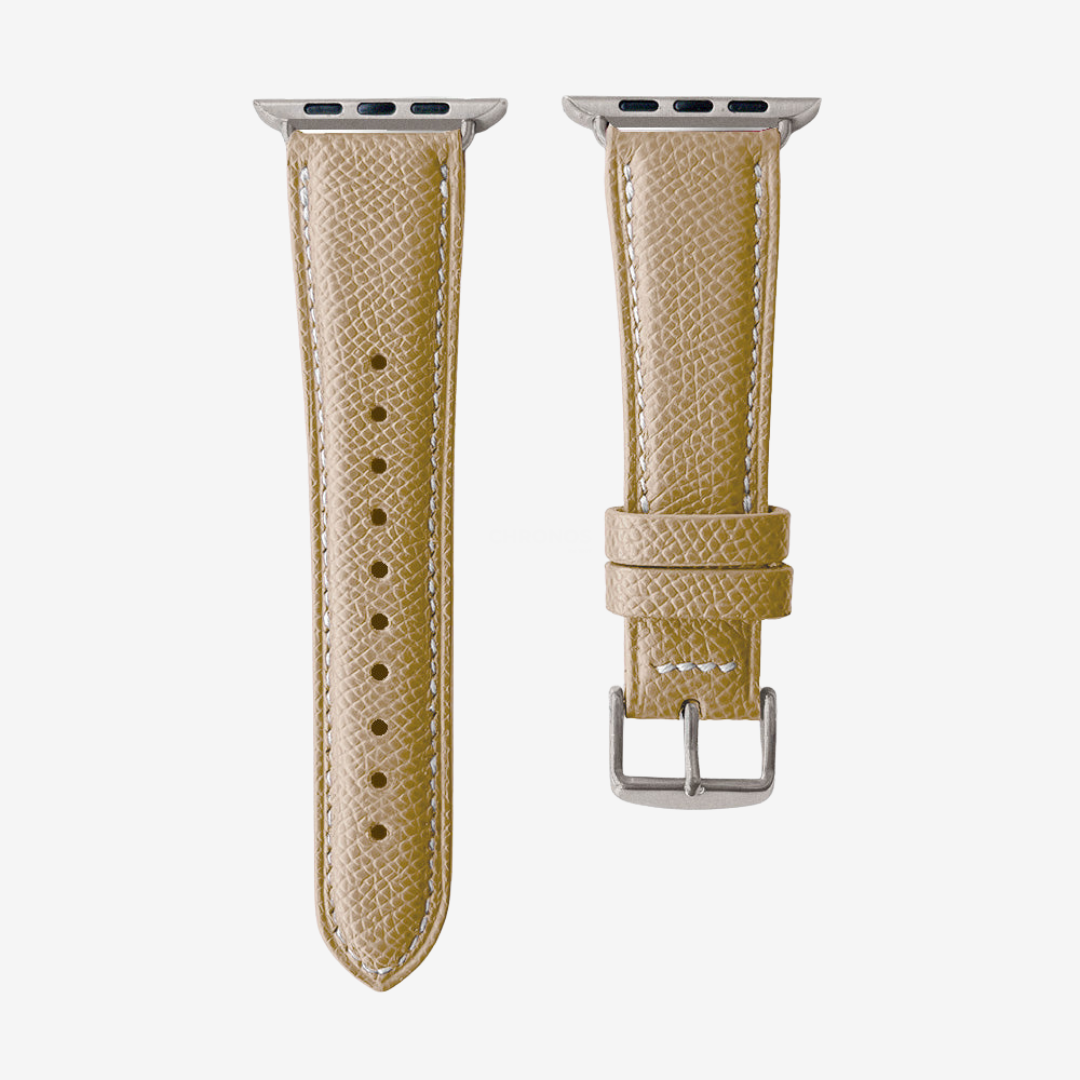 Apple Watch Band - Grained Genuine Leather - Sand / Titanium / 44/45/46/49mm - Watch Band