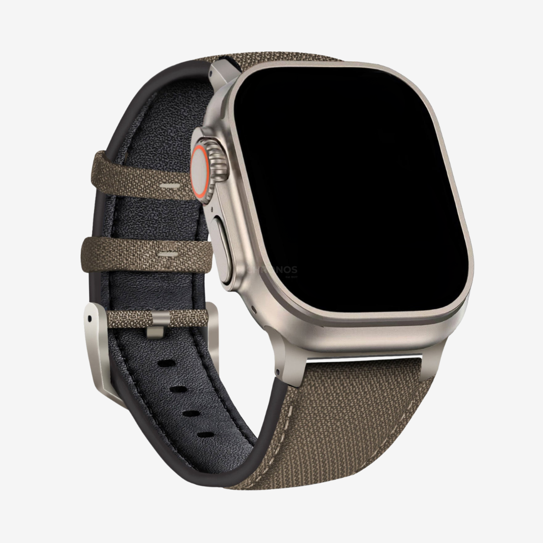 Apple Watch Band - Leather Nylon - Wild Amber / 44/45/46/49mm / Titanium - Watch Band