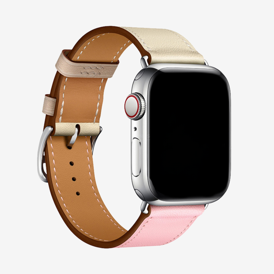 Apple Watch Band - Leather - Pink & White / 38/40/41/42mm - Watch Band