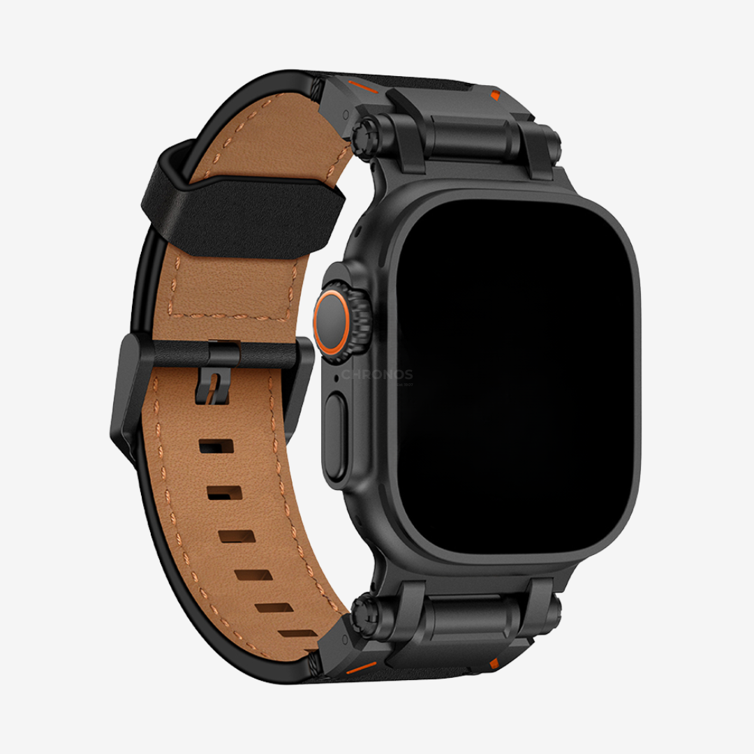 Apple Watch Band - Leather Titanium - Black / Black - Watch Band
