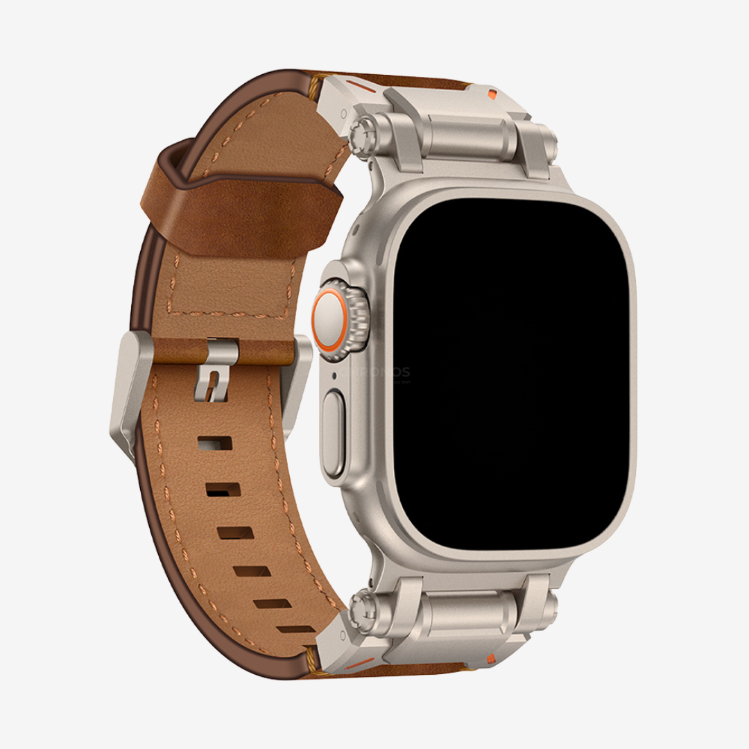 Apple Watch Band - Leather Titanium - Brown / Titanium - Watch Band