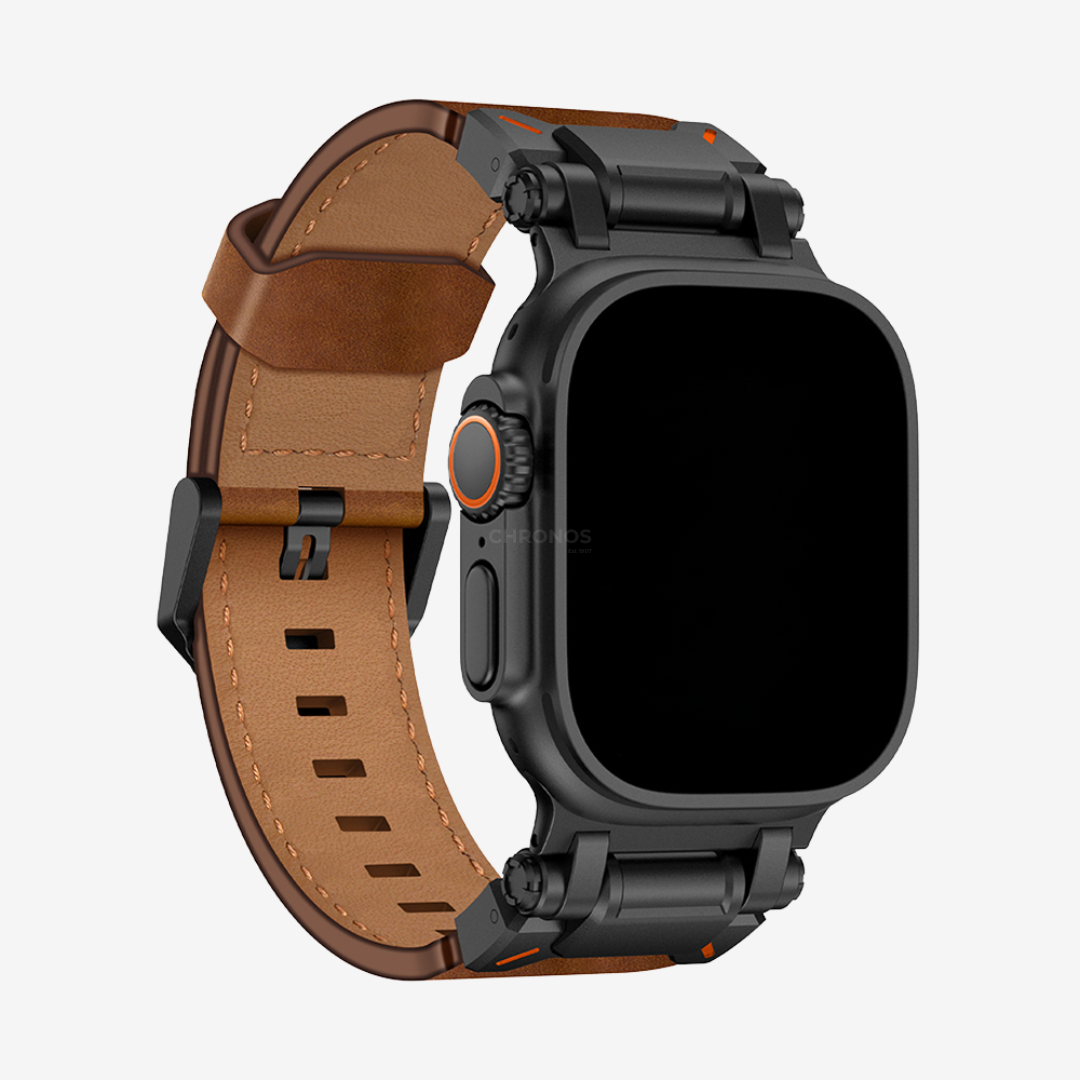 Apple Watch Band - Leather Titanium - Brown / Black - Watch Band