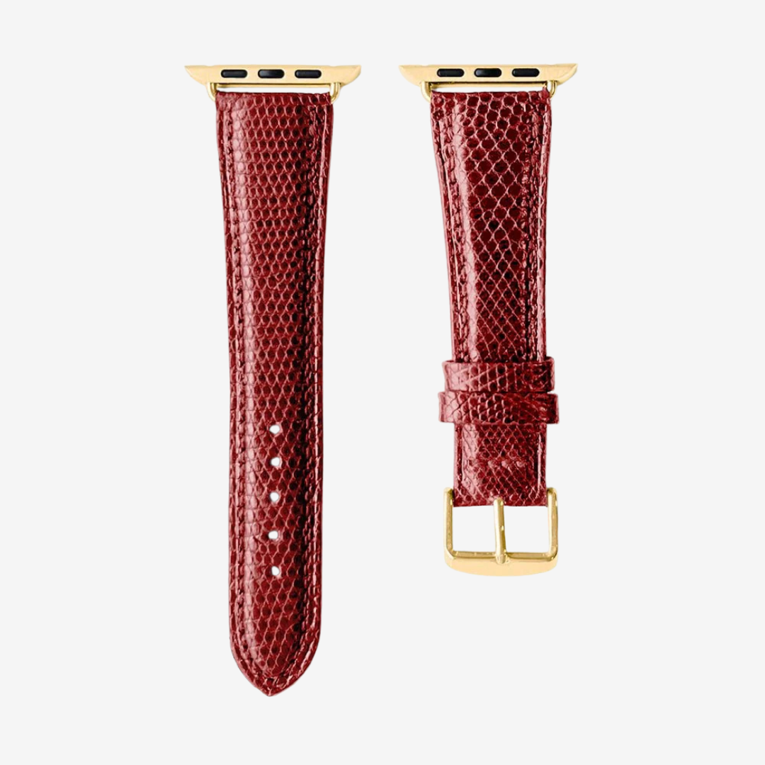Apple Watch Band - Lizard Print Genuine Leather - Copper / Gold / 44/45/46/49mm - Watch Band