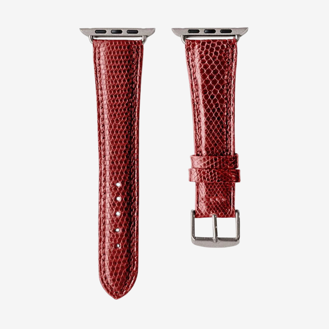 Apple Watch Band - Lizard Print Genuine Leather - Copper / Titanium / 44/45/46/49mm - Watch Band