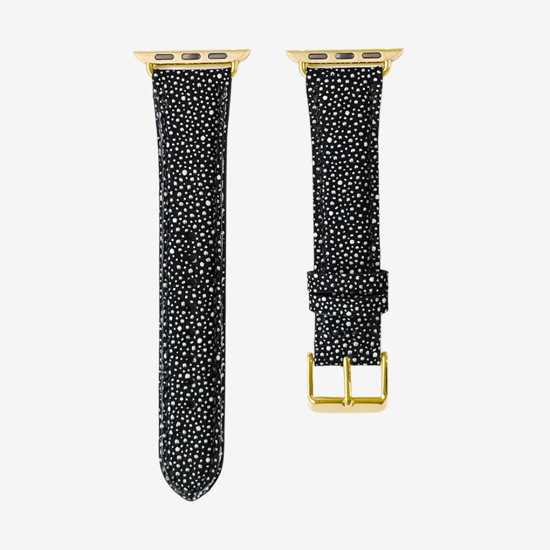 Apple Watch Band - Metallic Genuine Leather - Powdery Night / Gold / 44/45/46/49mm - Watch Band