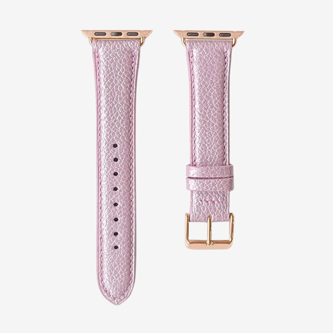 Apple Watch Band - Metallic Genuine Leather - Satin Dream / Rose Gold / 44/45/46/49mm - Watch Band
