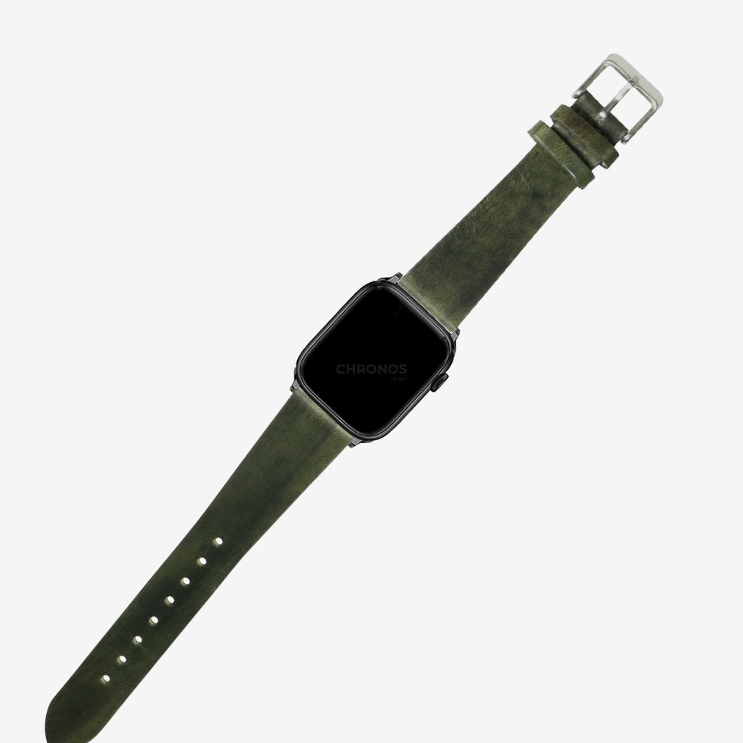 Apple Watch Band - Vintage Leather - Smoked Amazon Green - Watch Band