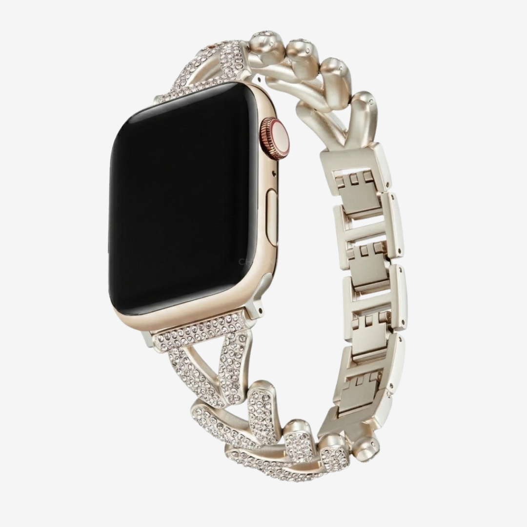 Diamond-encrusted Stainless Steel Band - Watch Band