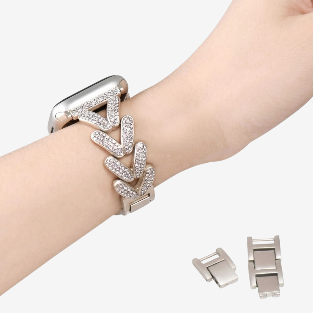 Diamond-encrusted Stainless Steel Band - Watch Band