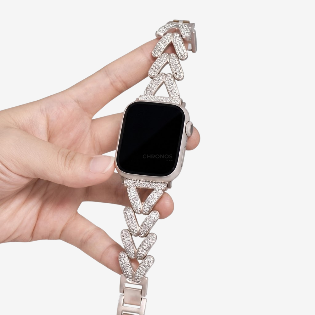 Diamond-encrusted Stainless Steel Band - Watch Band