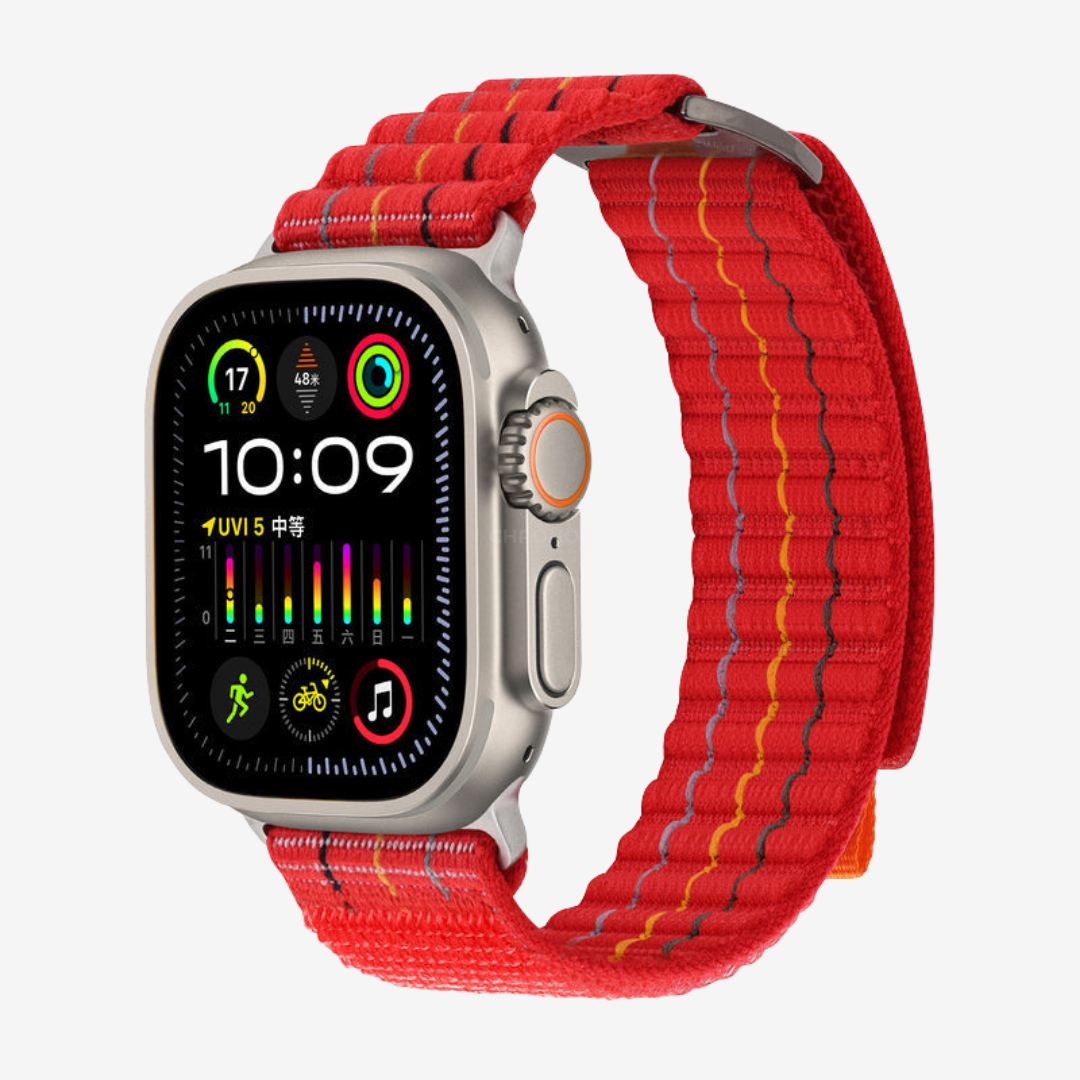 FOCUS Trail Loop Nylon Band For Apple Watch - Red / 49mm/46mm/45mm/44mm - Watch Band