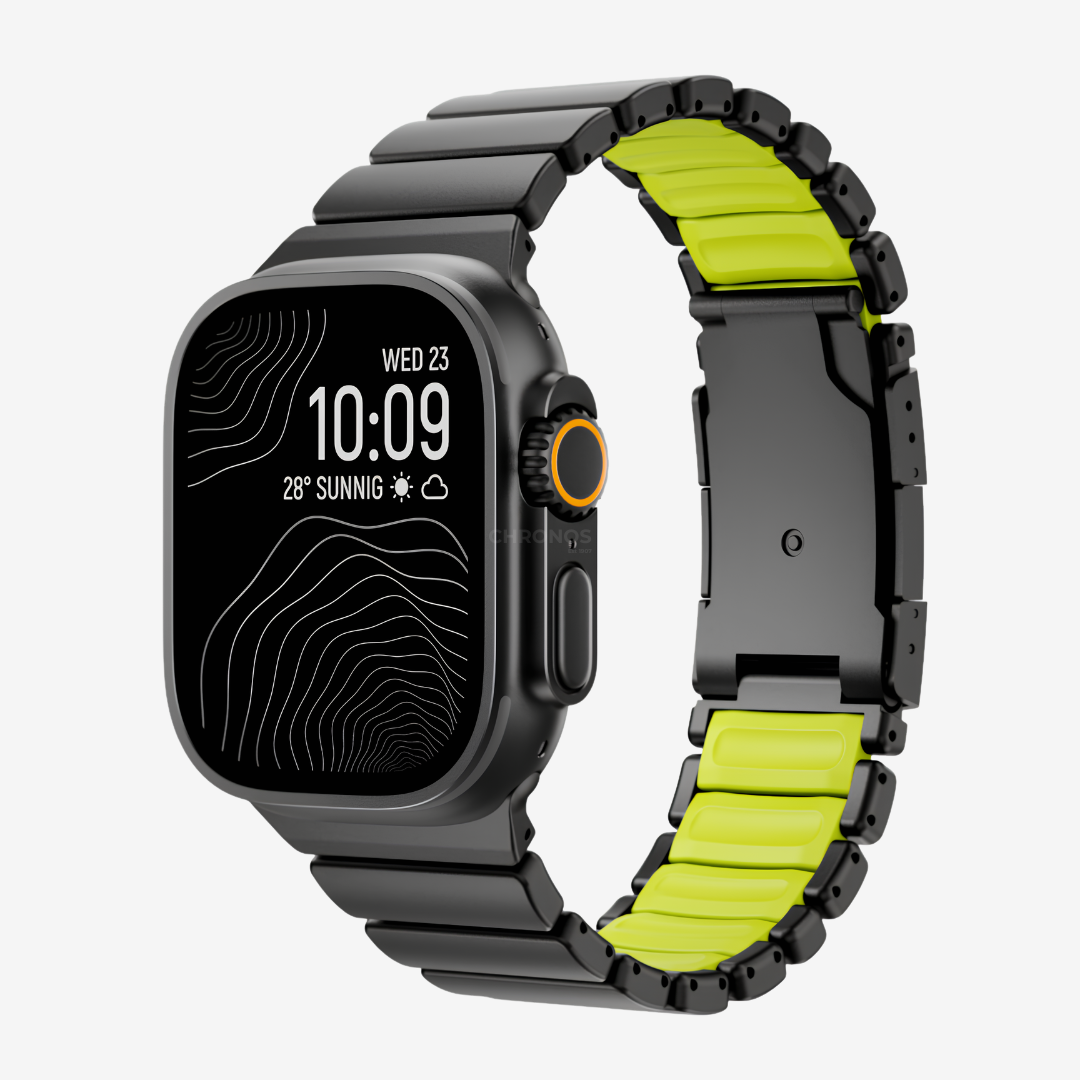 GEMINI Titanium Band - Black Neon Green / 46mm/45mm/44mm - Watch Band