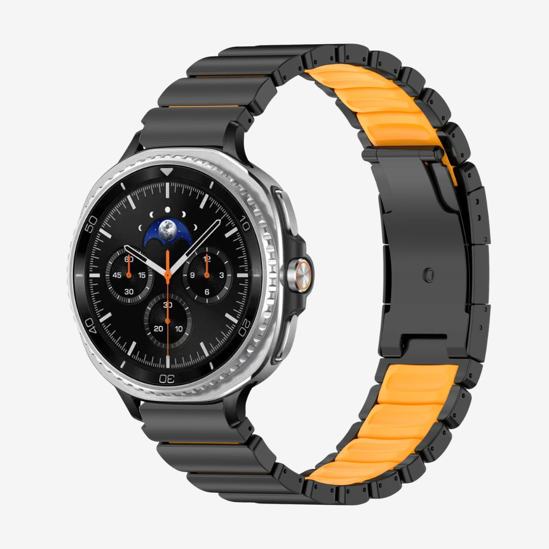GEMINI Titanium Band For Samsung Galaxy Watch - Black Orange / Galaxy Watch 8 Classic 46mm - Watch Band
