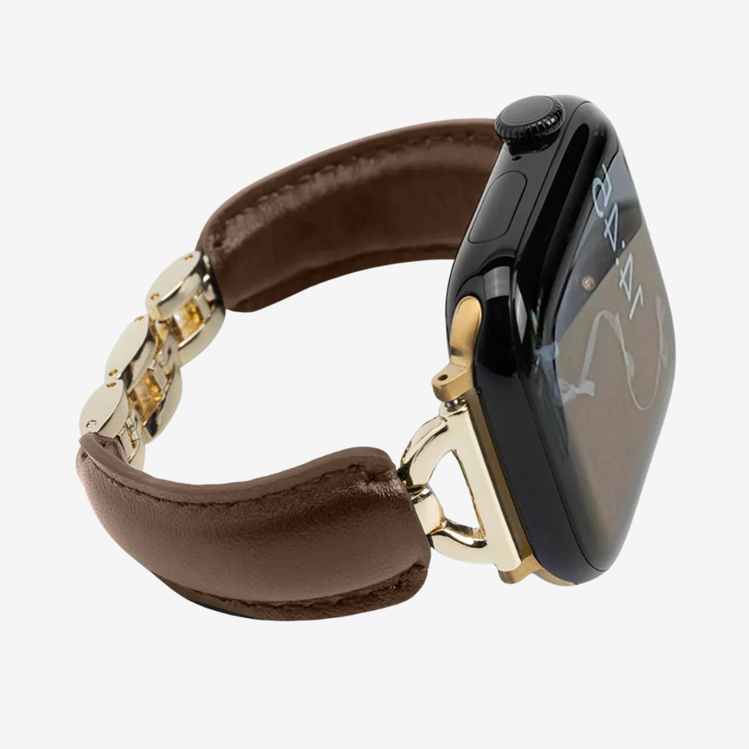 Glamour Leather Bracelet - Brown Gold / 49mm/46mm/45mm/44mm - Watch Band