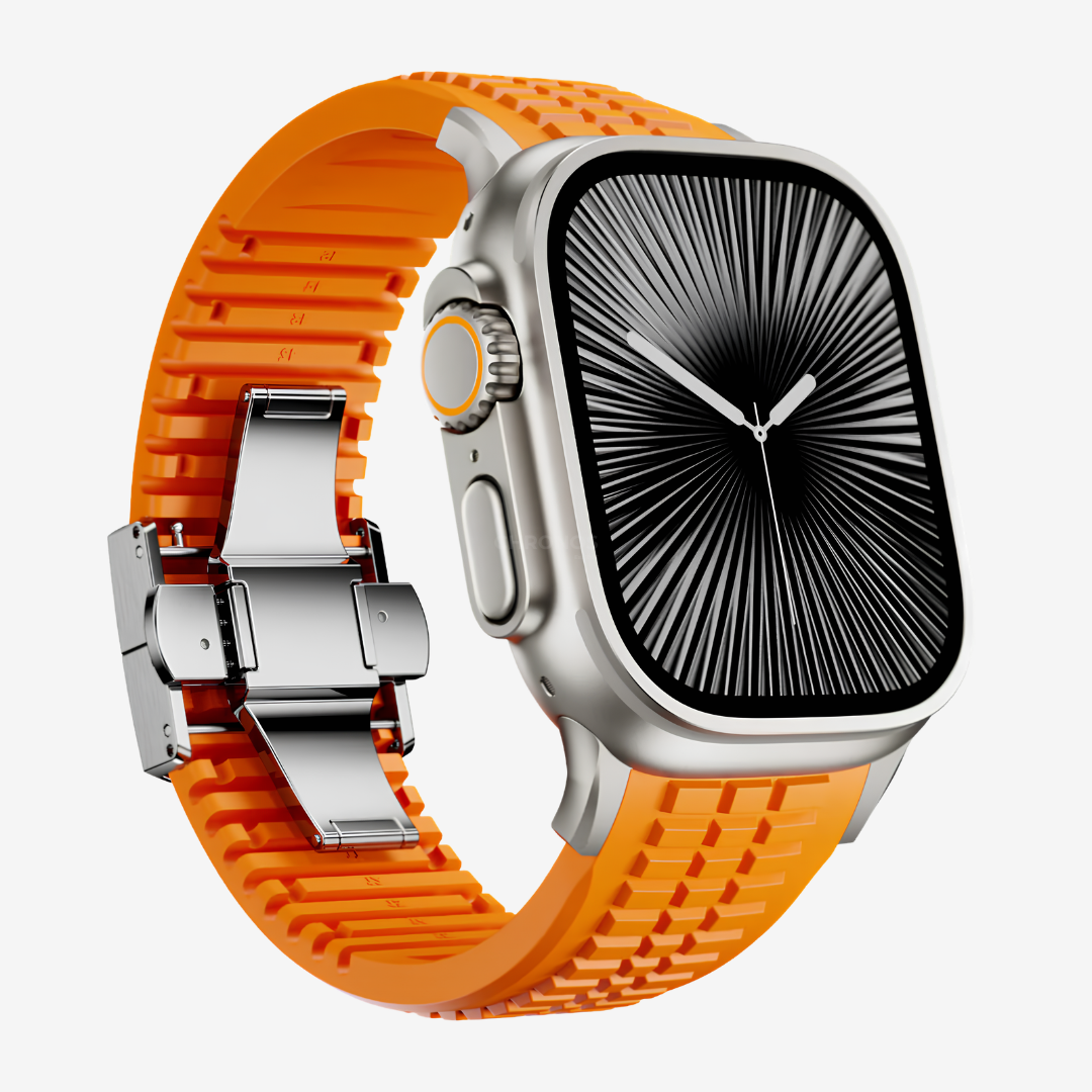GR Modern Band For Apple Watch - Orange-Silver Buckle / 49mm - Watch Band