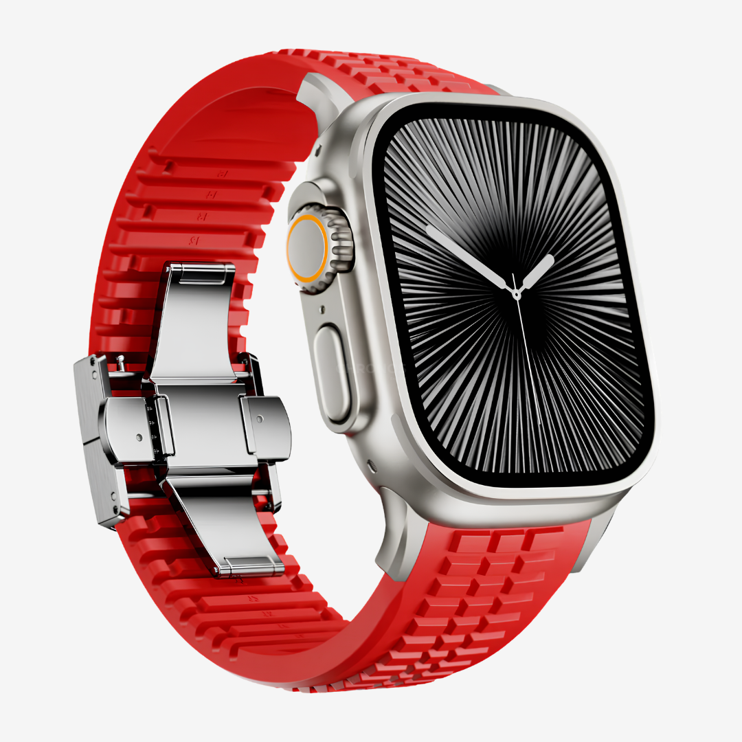 GR Modern Band For Apple Watch - Red-Silver Buckle / 49mm - Watch Band