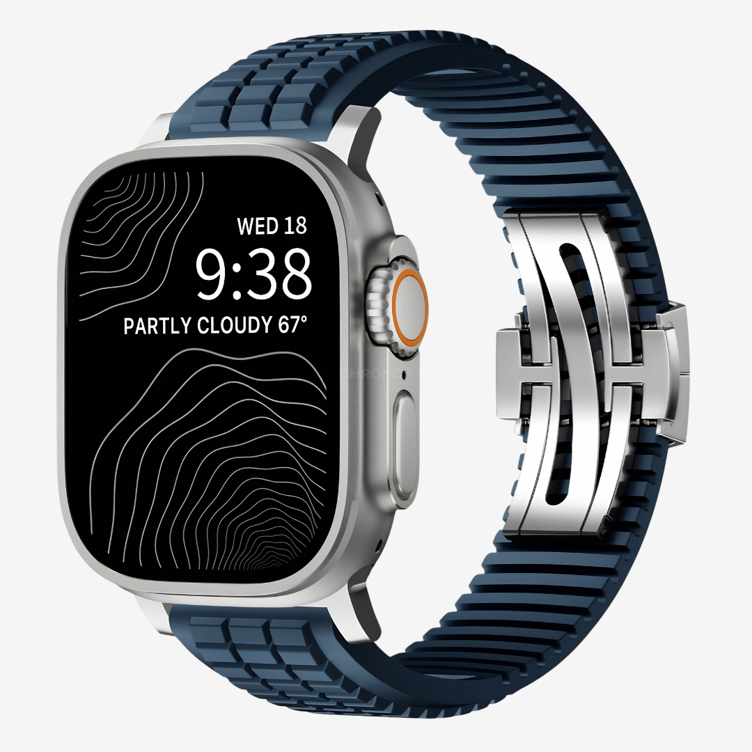 GR Modern Band Upgraded Version For Apple Watch - Blue Band-Silver Buckle / 49mm - Watch Band