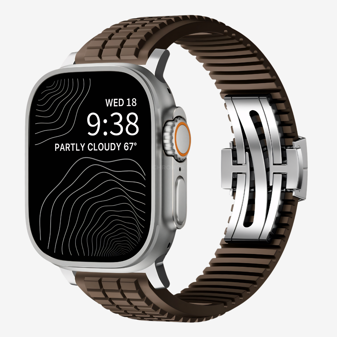 GR Modern Band Upgraded Version For Apple Watch - Brown Band-Silver Buckle / 49mm - Watch Band