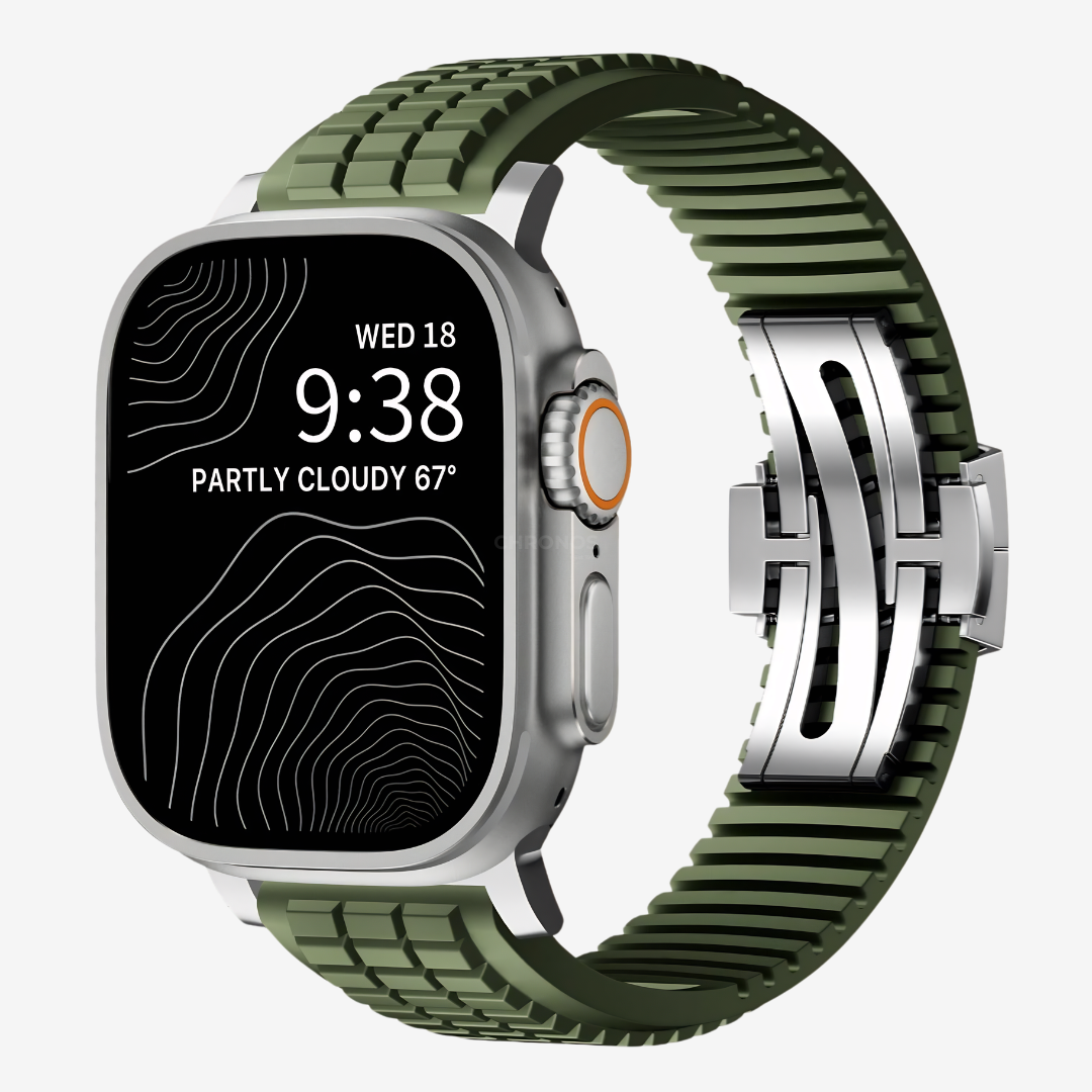 GR Modern Band Upgraded Version For Apple Watch - Green Band-Silver Buckle / 49mm - Watch Band