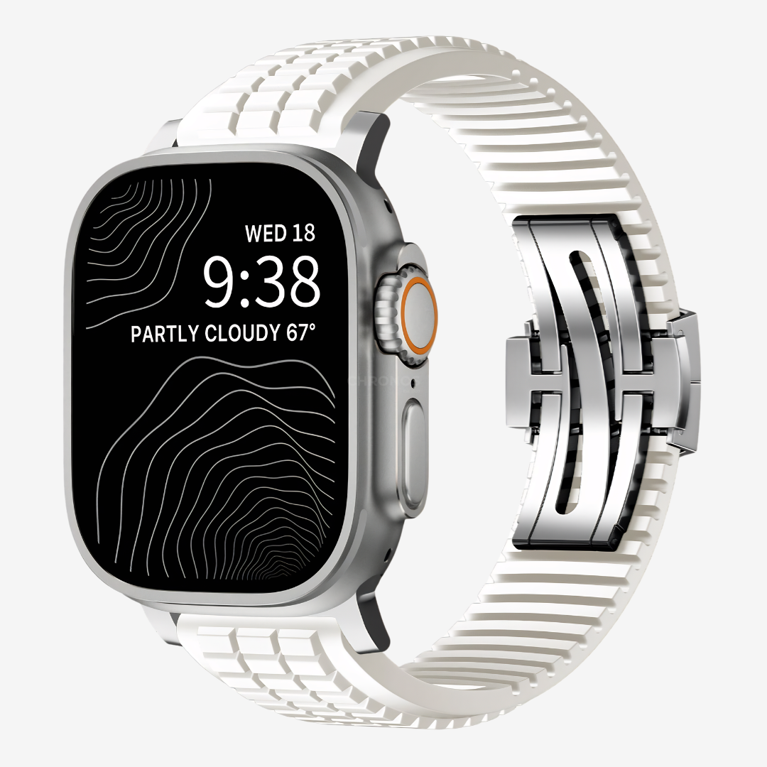 GR Modern Band Upgraded Version For Apple Watch - White Band-Silver Buckle / 49mm - Watch Band