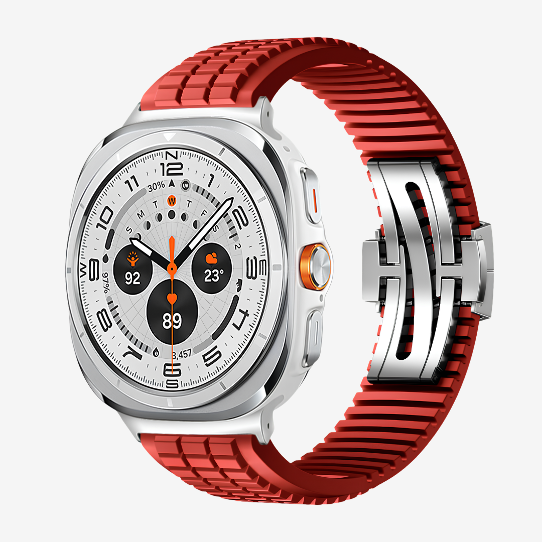 GR Modern Band Upgraded Version For Samsung Galaxy Watch - Red-Silver Buckle / Galaxy Watch Ultra 47mm - Watch Band