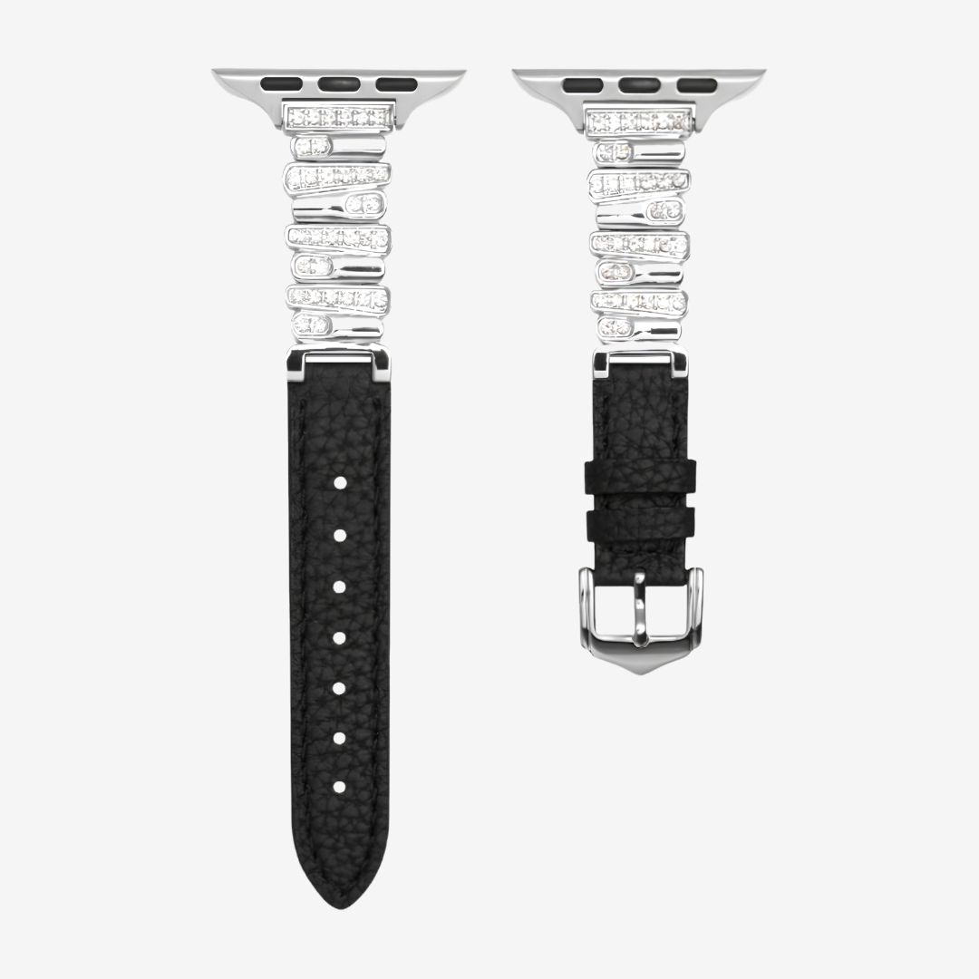Hathor Leather Strap - Black Silver / 49mm/46mm/45mm/44mm - Watch Band