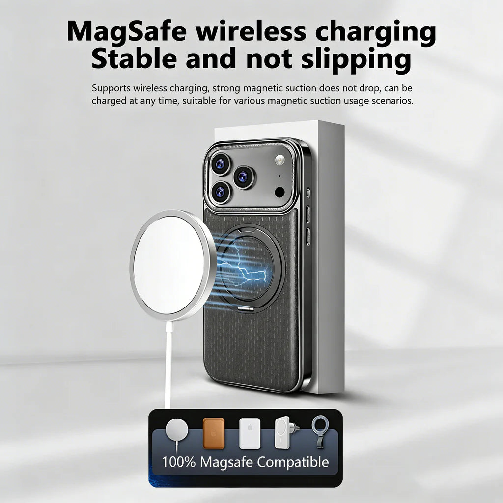 Luxury Leather MagCase with Rotating Bracket Holder - Watch Case