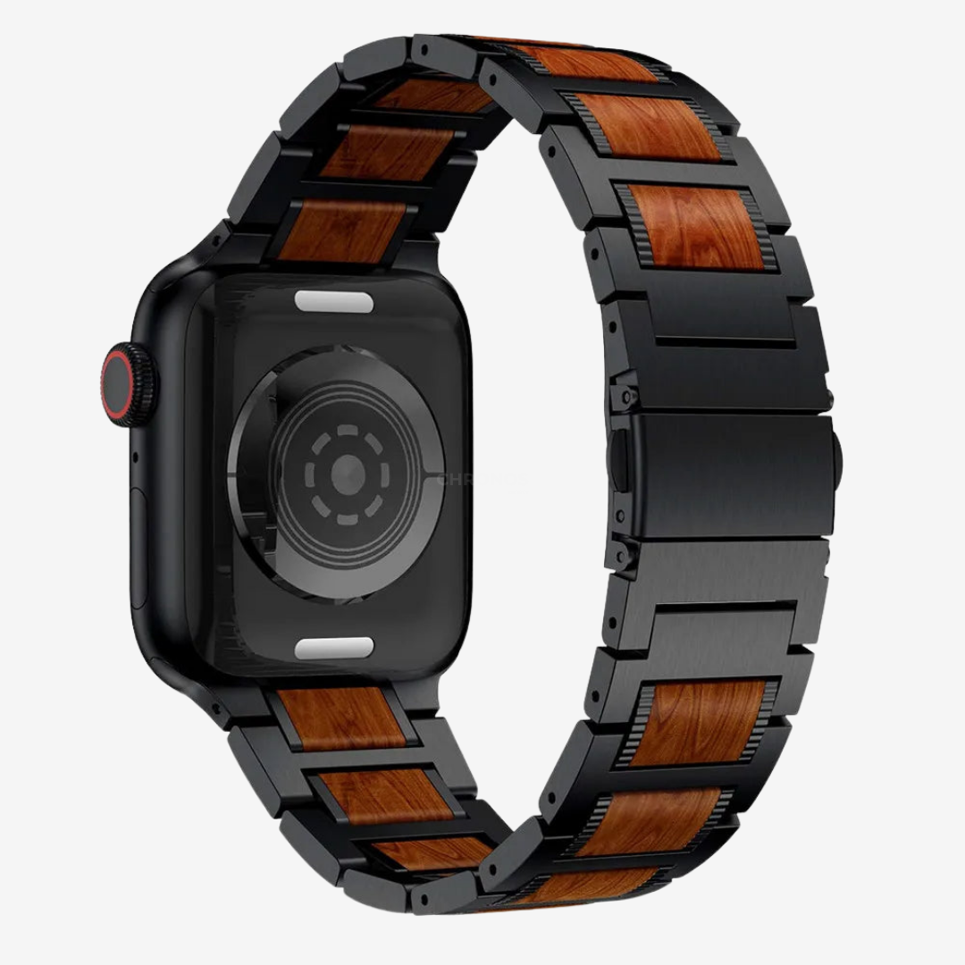 Natural Red Sandalwood & Metal Watch Band - Watch Band