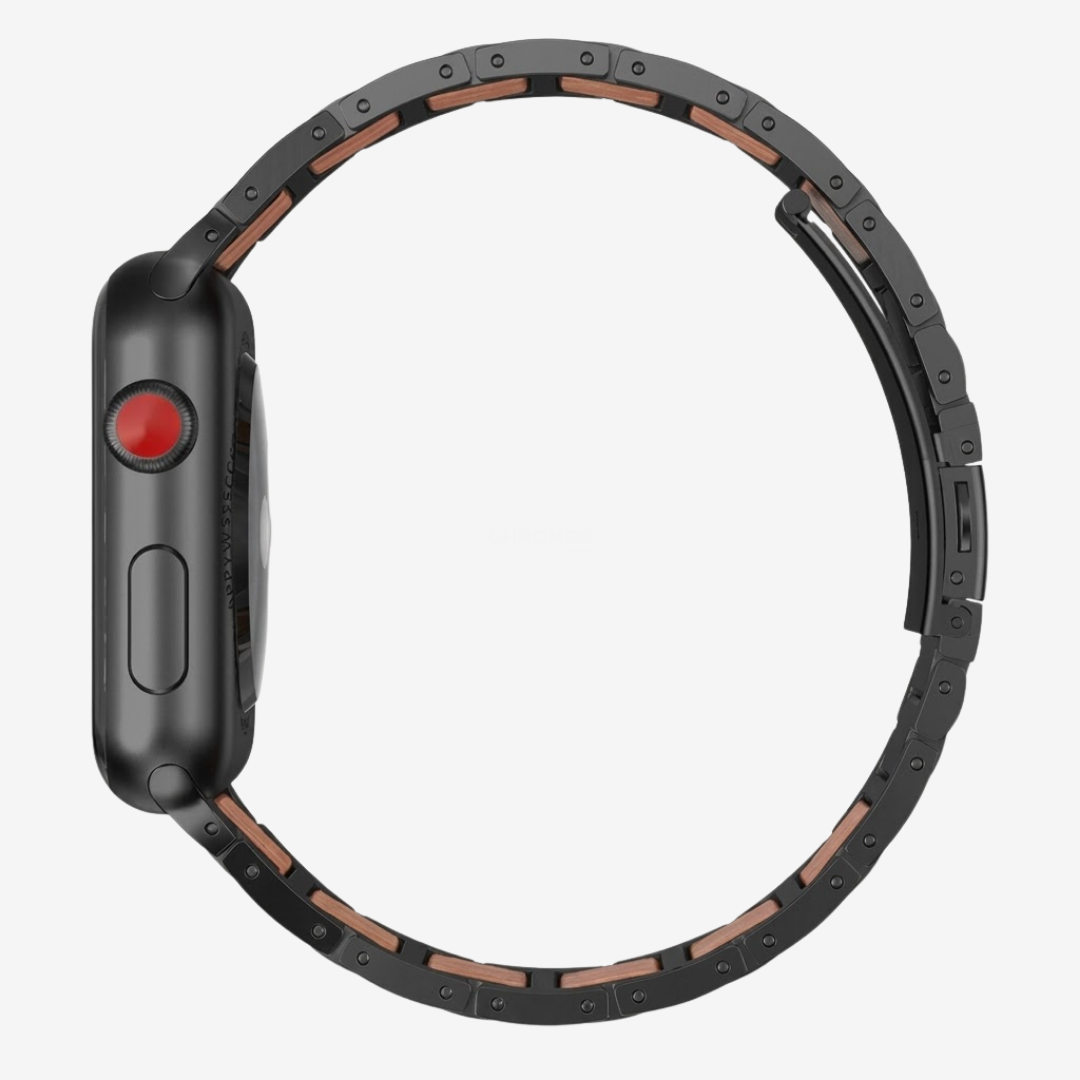 Natural Red Sandalwood & Metal Watch Band - Watch Band