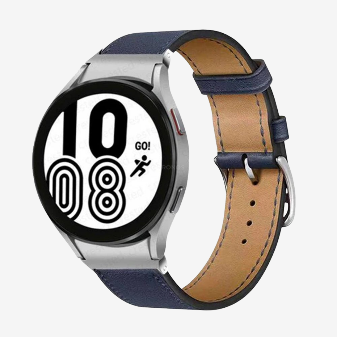 Samsung Watch Band - 20Mm (Cuir Véritable) - Blue Silver - Watch Band