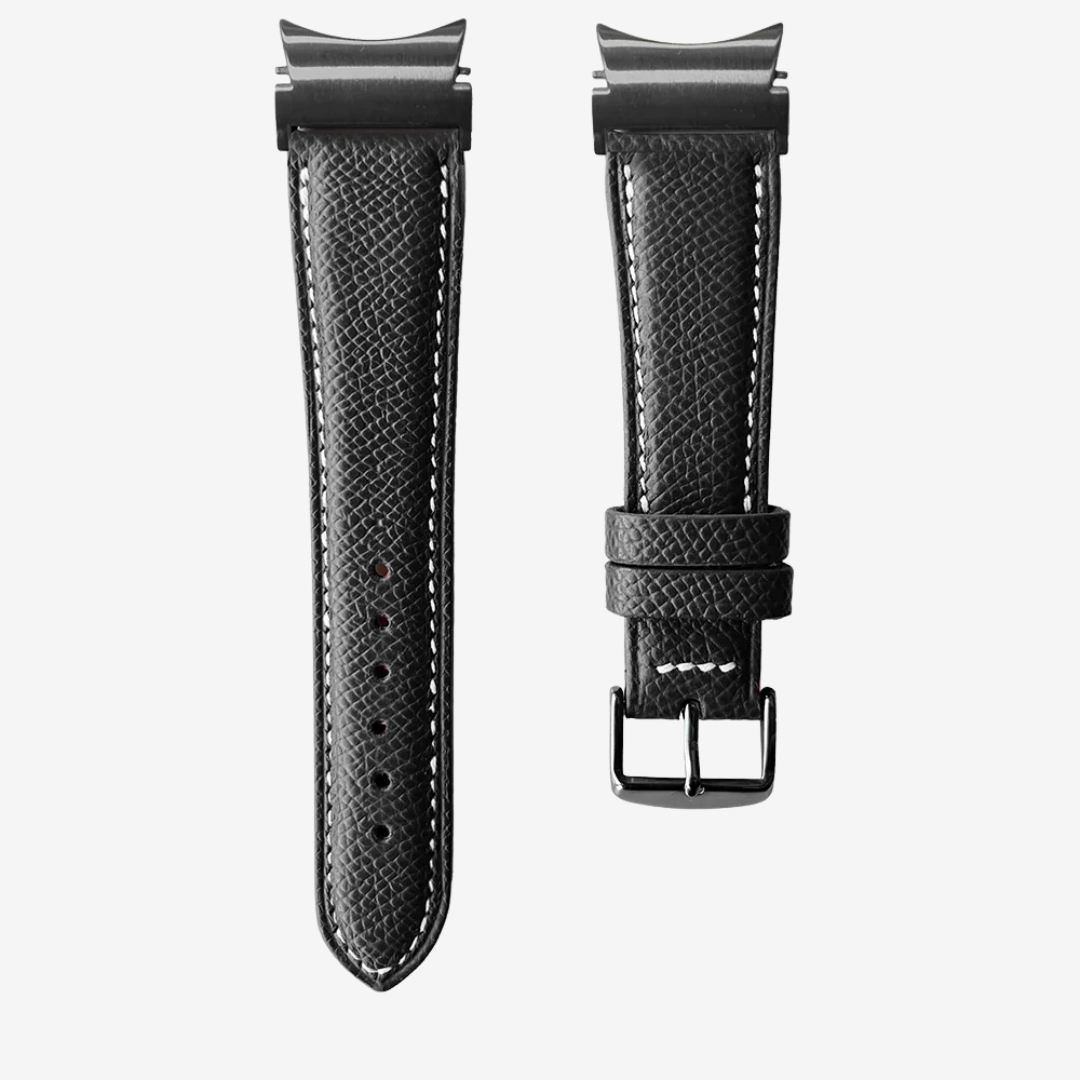 Le Chromatique - Bracelet Samsung 20Mm (Cuir Véritable Grainé) - Black / Black - Watch Band