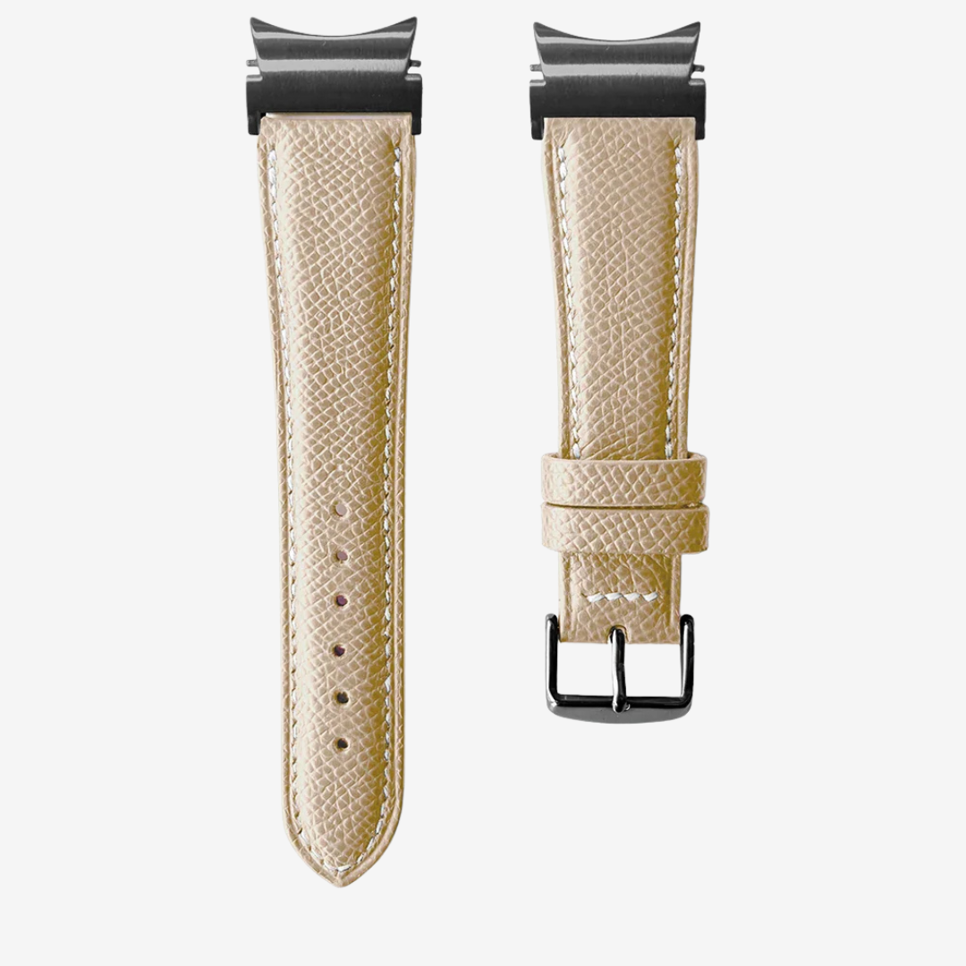 Le Chromatique - Bracelet Samsung 20Mm (Cuir Véritable Grainé) - Sand / Black - Watch Band