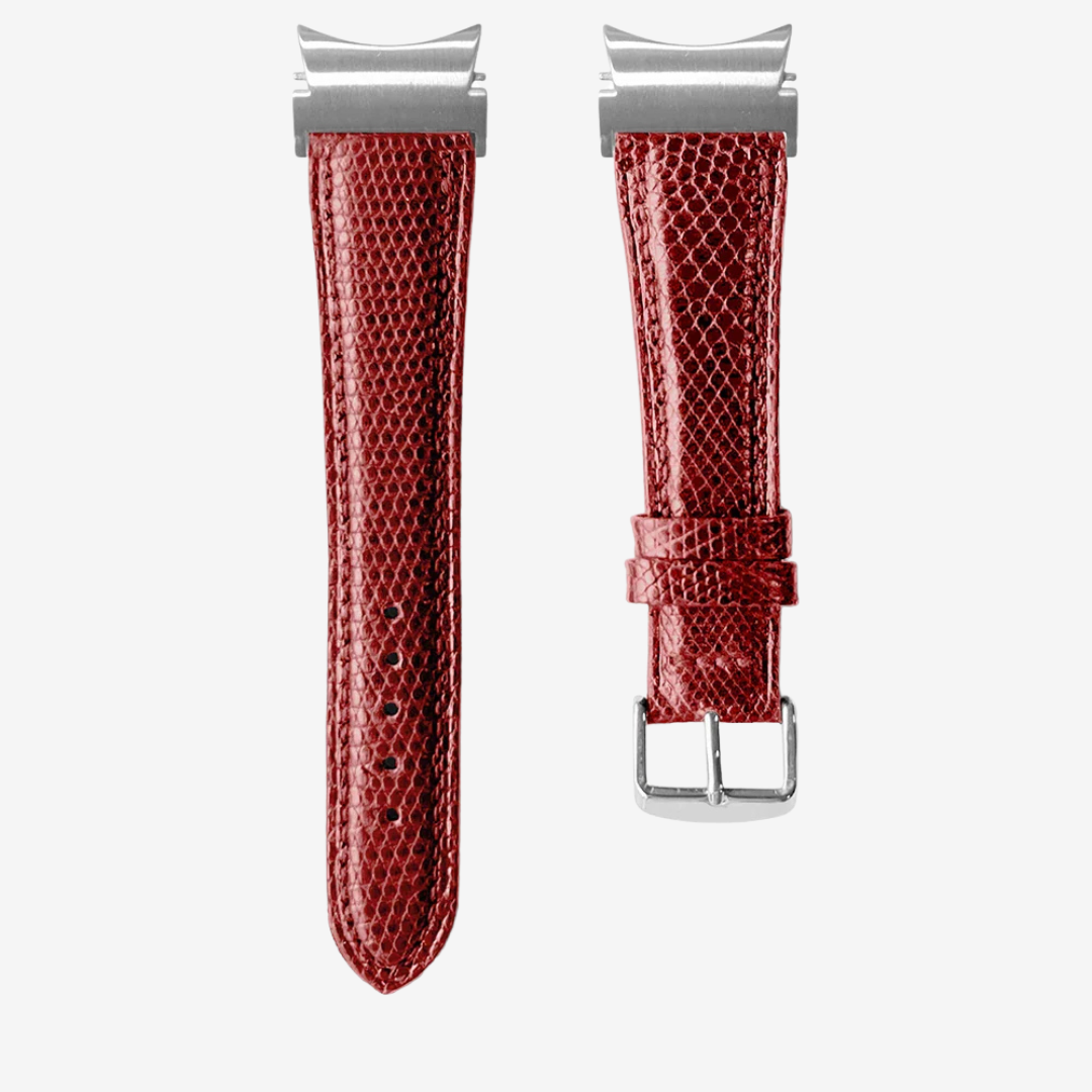L’Exotique - Bracelet Samsung 20Mm (Cuir Véritable Lézard) - Copper / Money - Watch Band