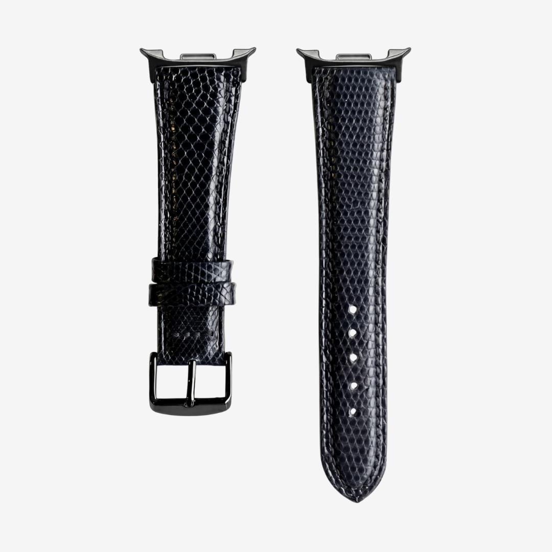 L’Exotique - Bracelet Samsung Galaxy Watch 8 (Cuir Véritable Lézard) - Black / Black - Watch Band