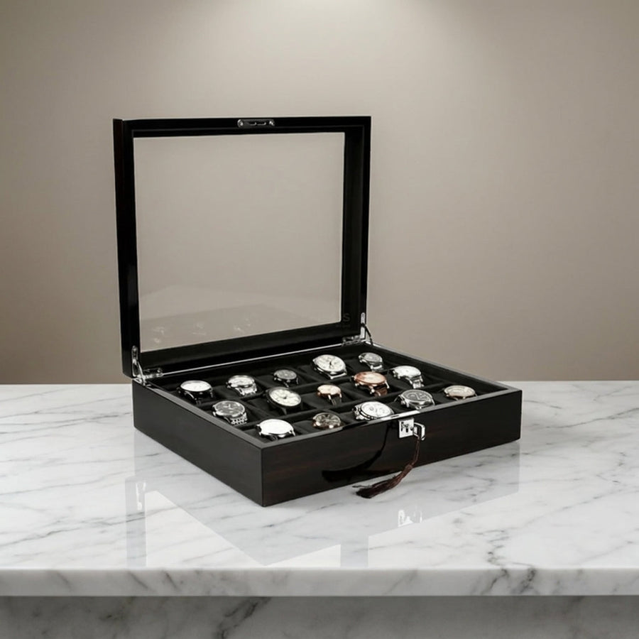 Watch Box – Ebony Wood 15 Slots - Watch Box