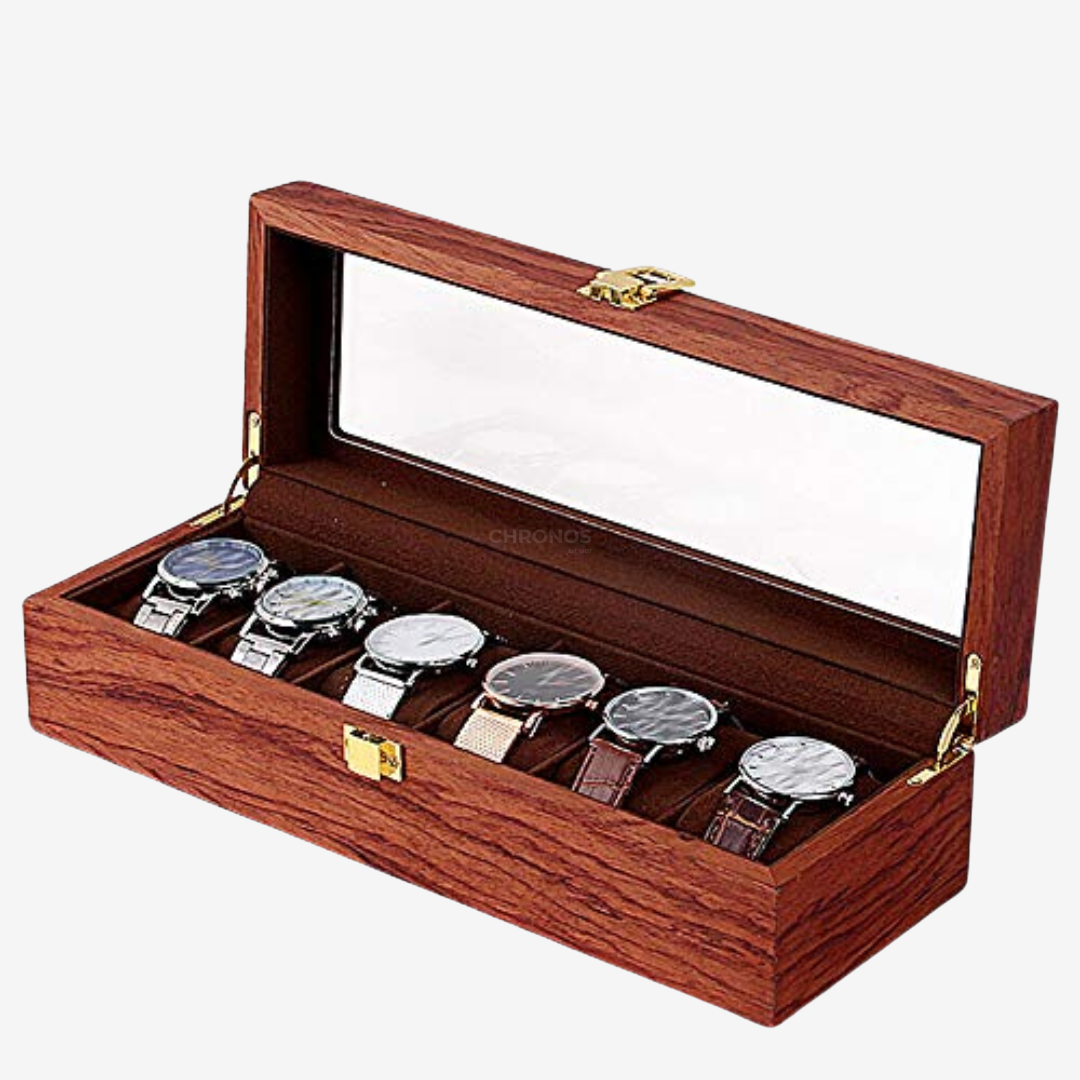 Watch Box - Walnut Wood 6 Slots - Watch Box