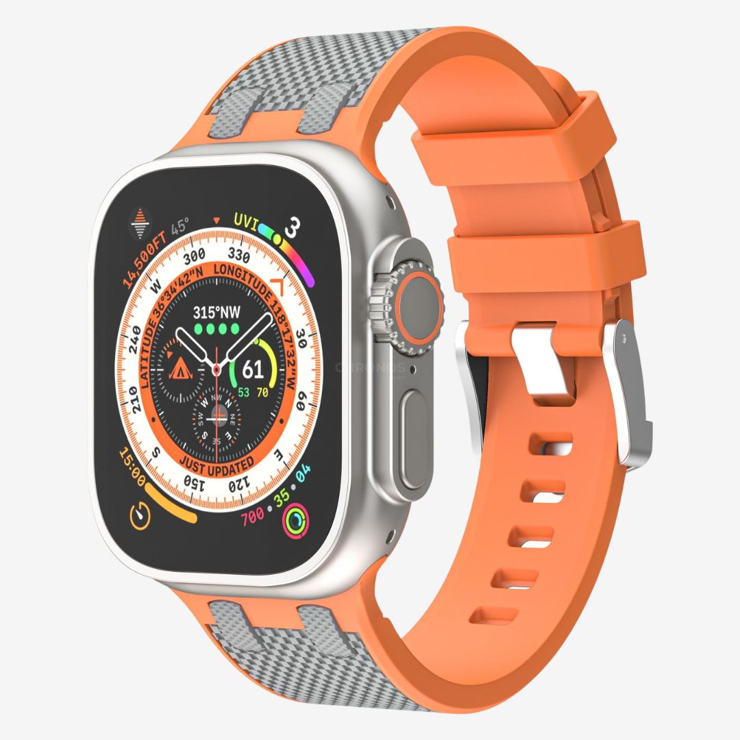 AP Dual Color Matching Silicone Band For Apple Watch - Gray-Orange / 44mm/45mm/46mm - Watch Band