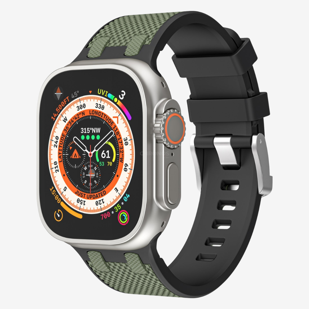AP Dual Color Matching Silicone Band For Apple Watch - Green-Black / 44mm/45mm/46mm - Watch Band