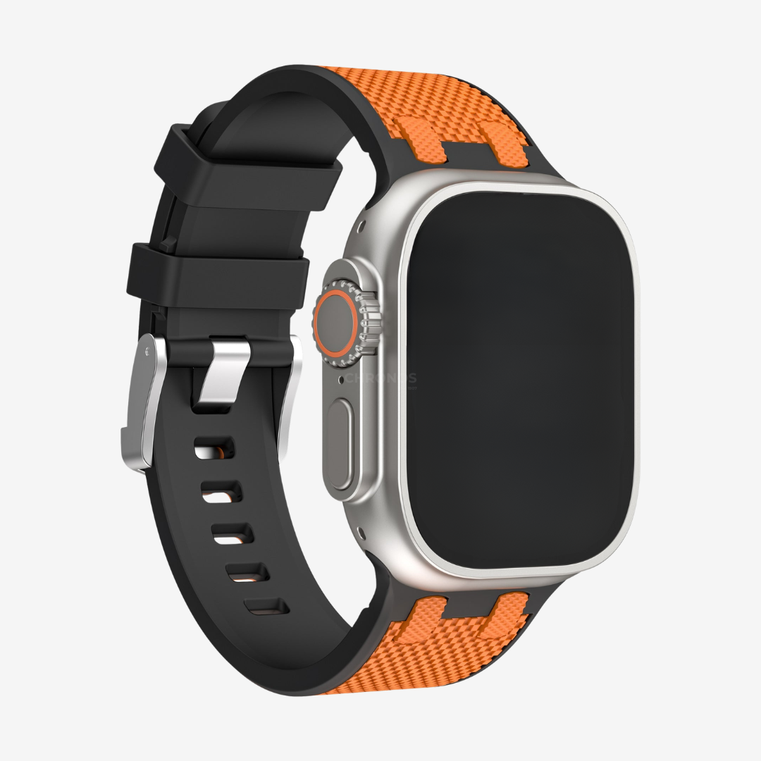AP Dual Color Matching Silicone Band For Apple Watch - Orange-Black / 44mm/45mm/46mm - Watch Band