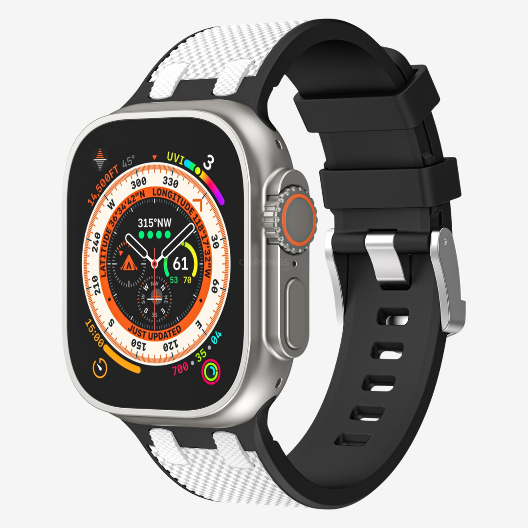 AP Dual Color Matching Silicone Band For Apple Watch - White-Black / 44mm/45mm/46mm - Watch Band