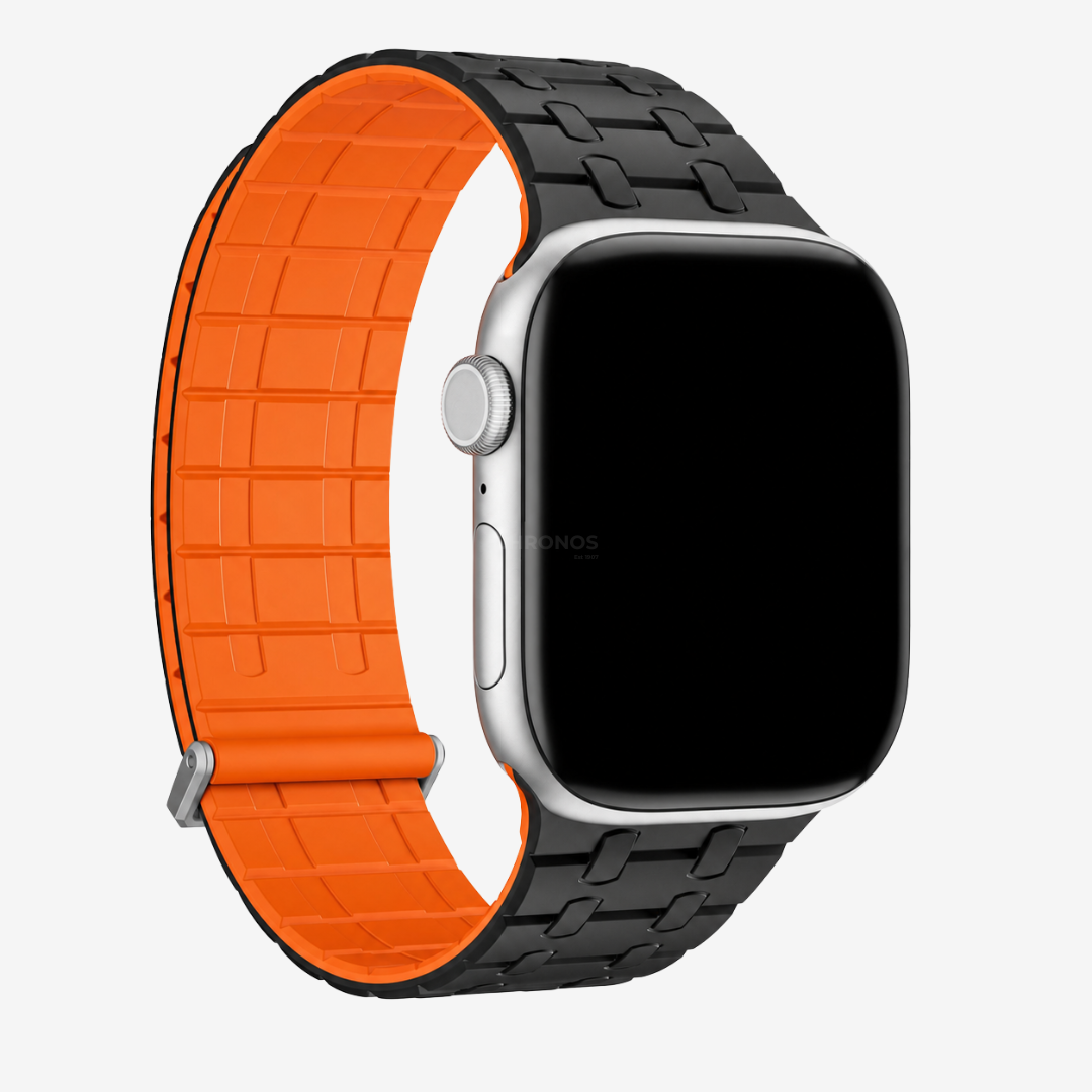 AP Magnetic Silicone Band For Apple Watch - Black-Orange / 46mm/45mm/44mm - Watch Band
