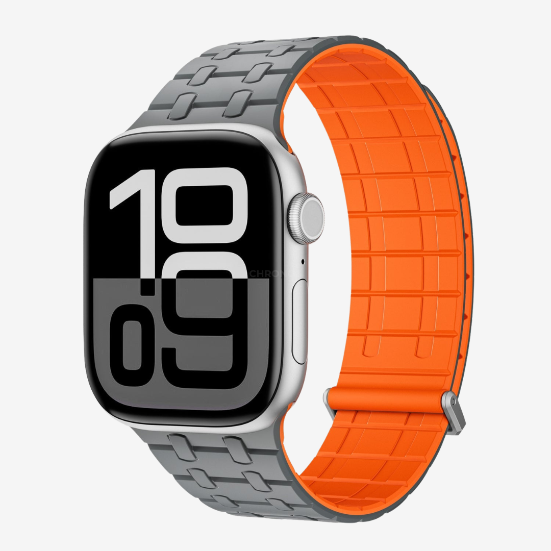 AP Magnetic Silicone Band For Apple Watch - Gray-Orange / 46mm/45mm/44mm - Watch Band
