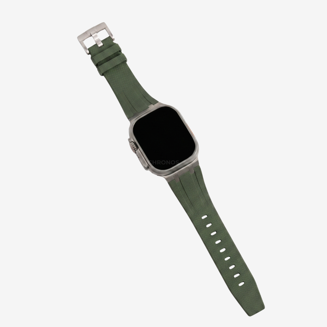 AP-Style Integrated FKM Rubber Band - Green Silver / 46mm/45mm/44mm - Watch Band