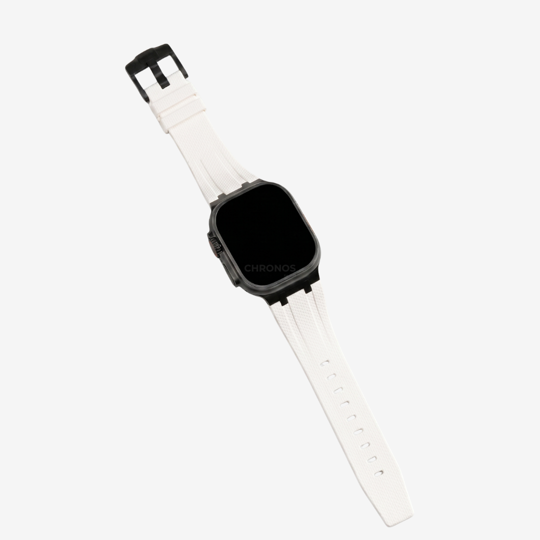 AP-Style Integrated FKM Rubber Band - White Black / 46mm/45mm/44mm - Watch Band