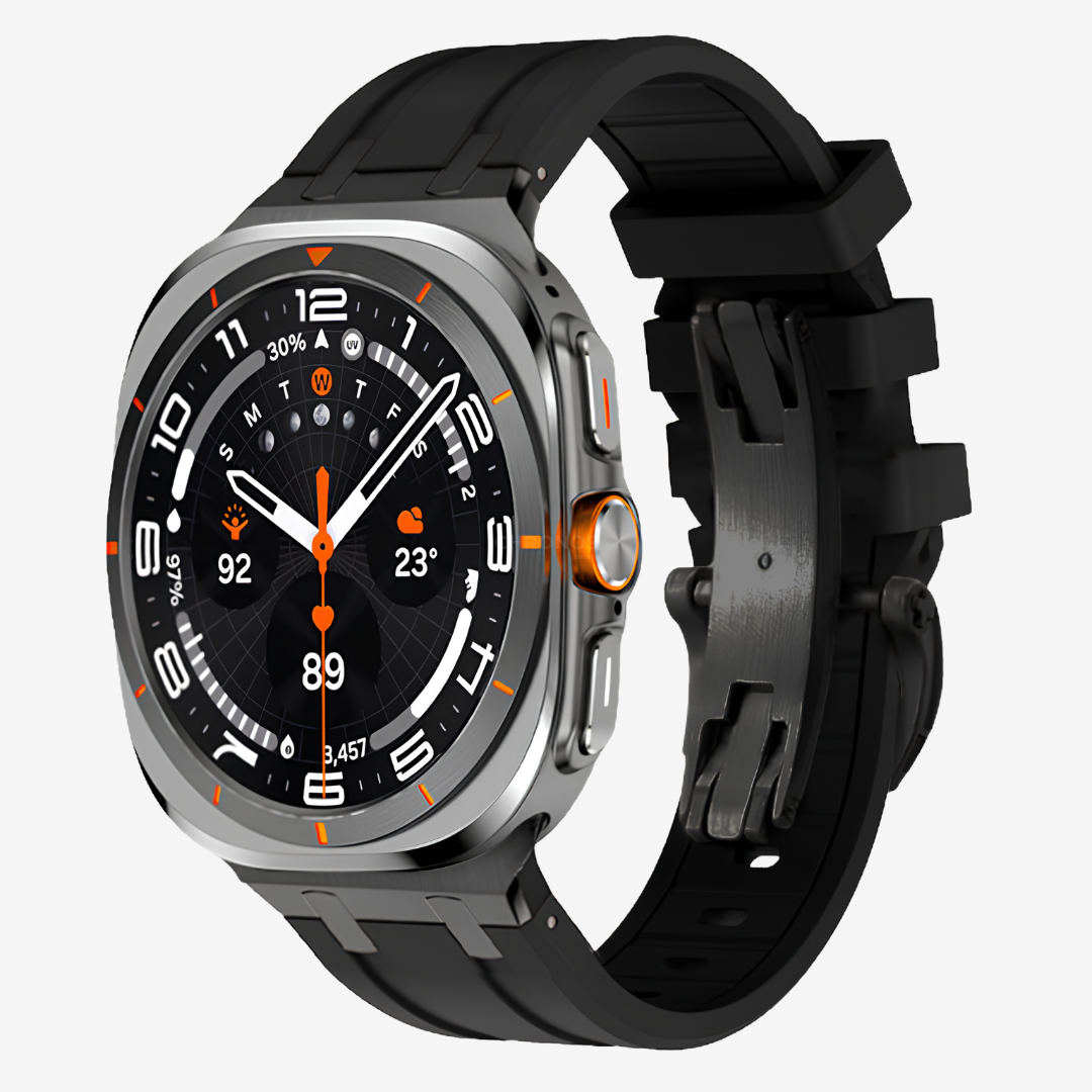 AP Thick Silicone Band For Galaxy Watch Ultra - Black-Black Buckle / Galaxy Watch Ultra 47mm - Watch Band