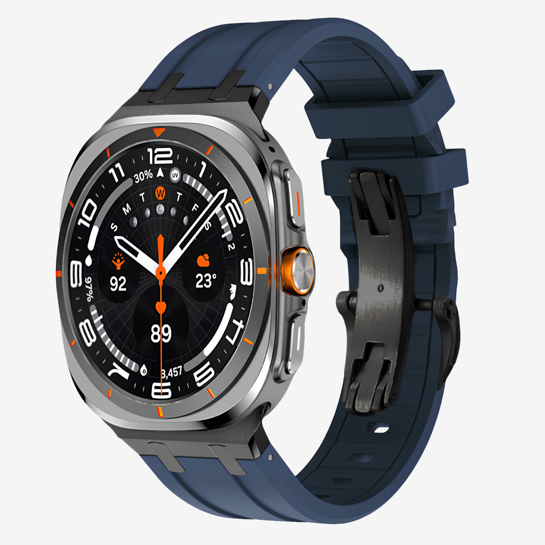 AP Thick Silicone Band For Galaxy Watch Ultra - Blue-Black Buckle / Galaxy Watch Ultra 47mm - Watch Band