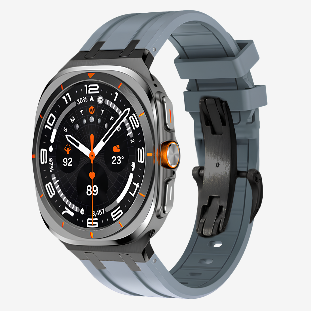AP Thick Silicone Band For Galaxy Watch Ultra - Gray-Black Buckle / Galaxy Watch Ultra 47mm - Watch Band